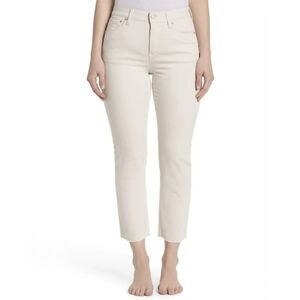 Mother 29 White High Waisted Looker Ankle Fray‎ Raw Hem Glass Slipper Wash Jeans